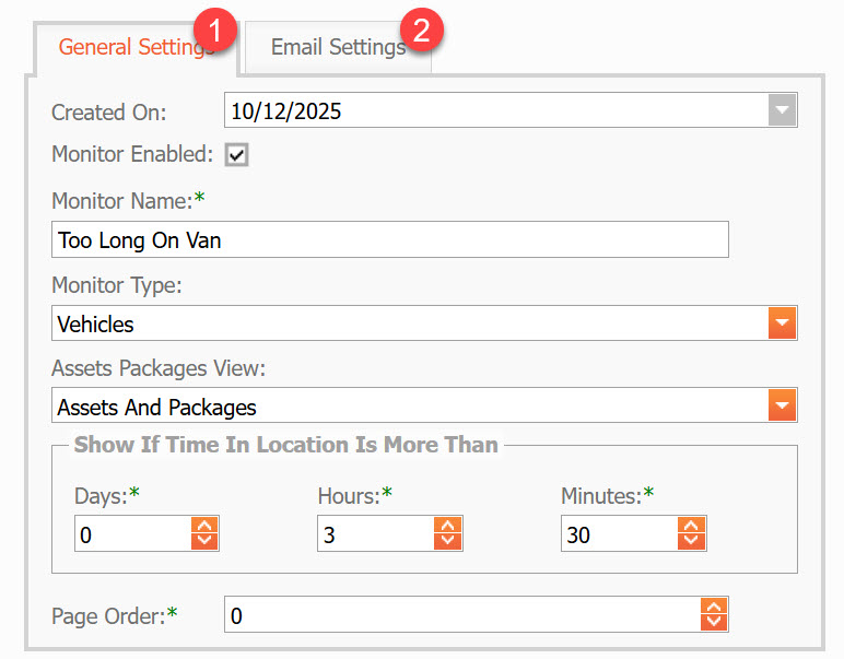 Setting up a monitor to report that Pathology Samples are on a van too long